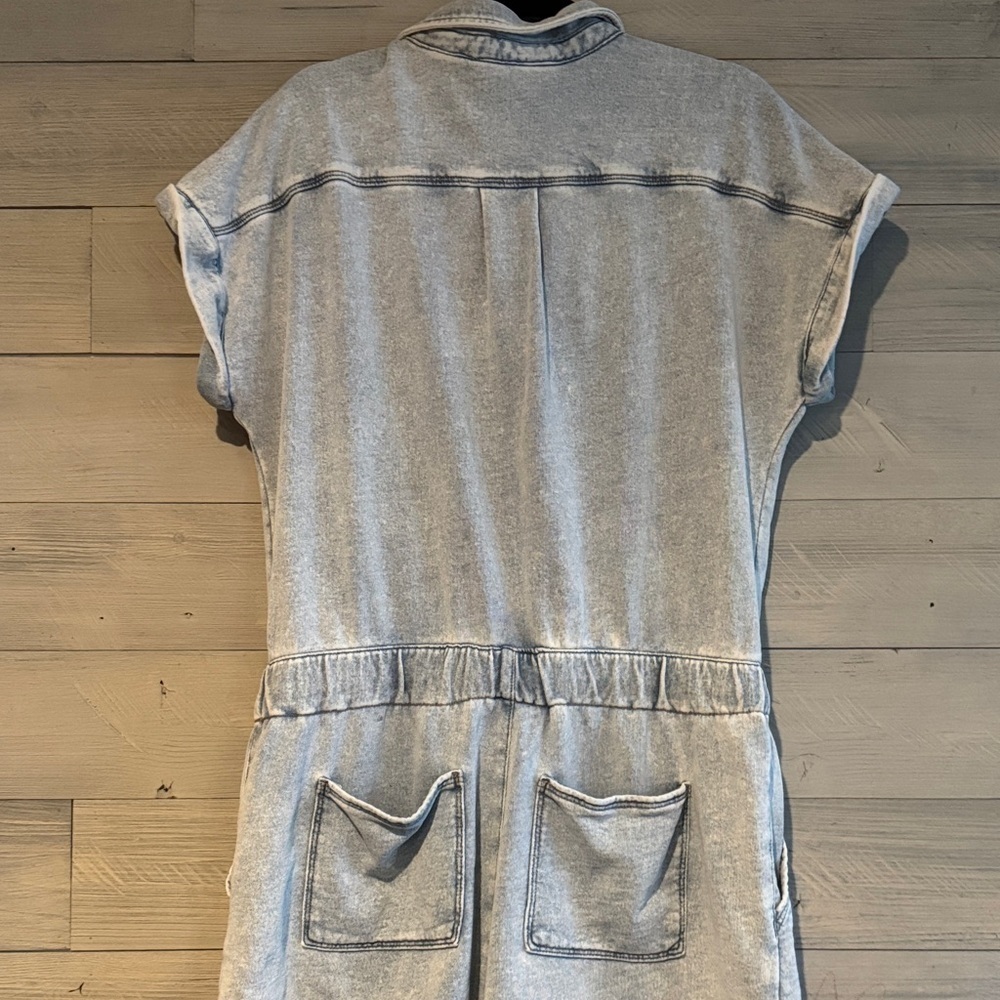Naturalizer Light Blue Button-Up Romper - Picture 8 of 9